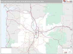 Portland-Vancouver-Hillsboro Metro Area Digital Map Premium Style